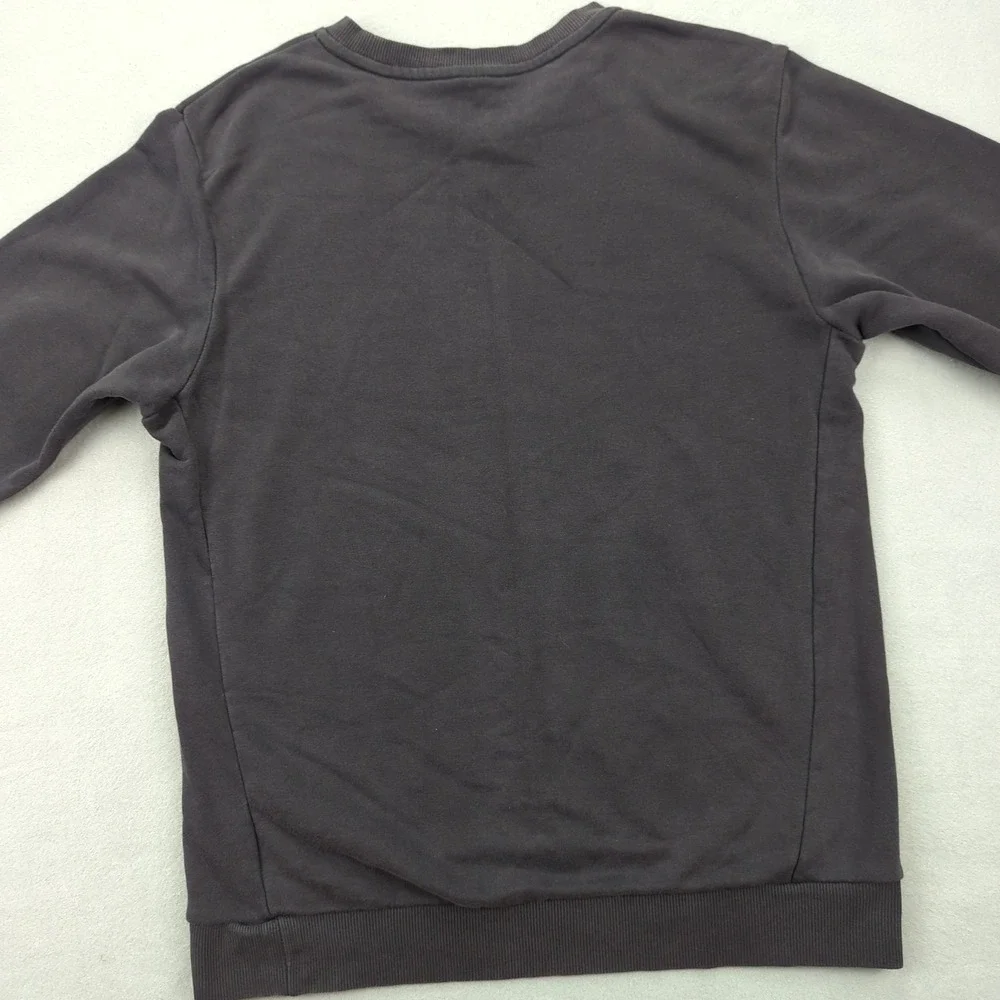 Adidas Crewneck Sweatshirt Mens Medium Black Faded‎ Big Logo Spellout Pullover